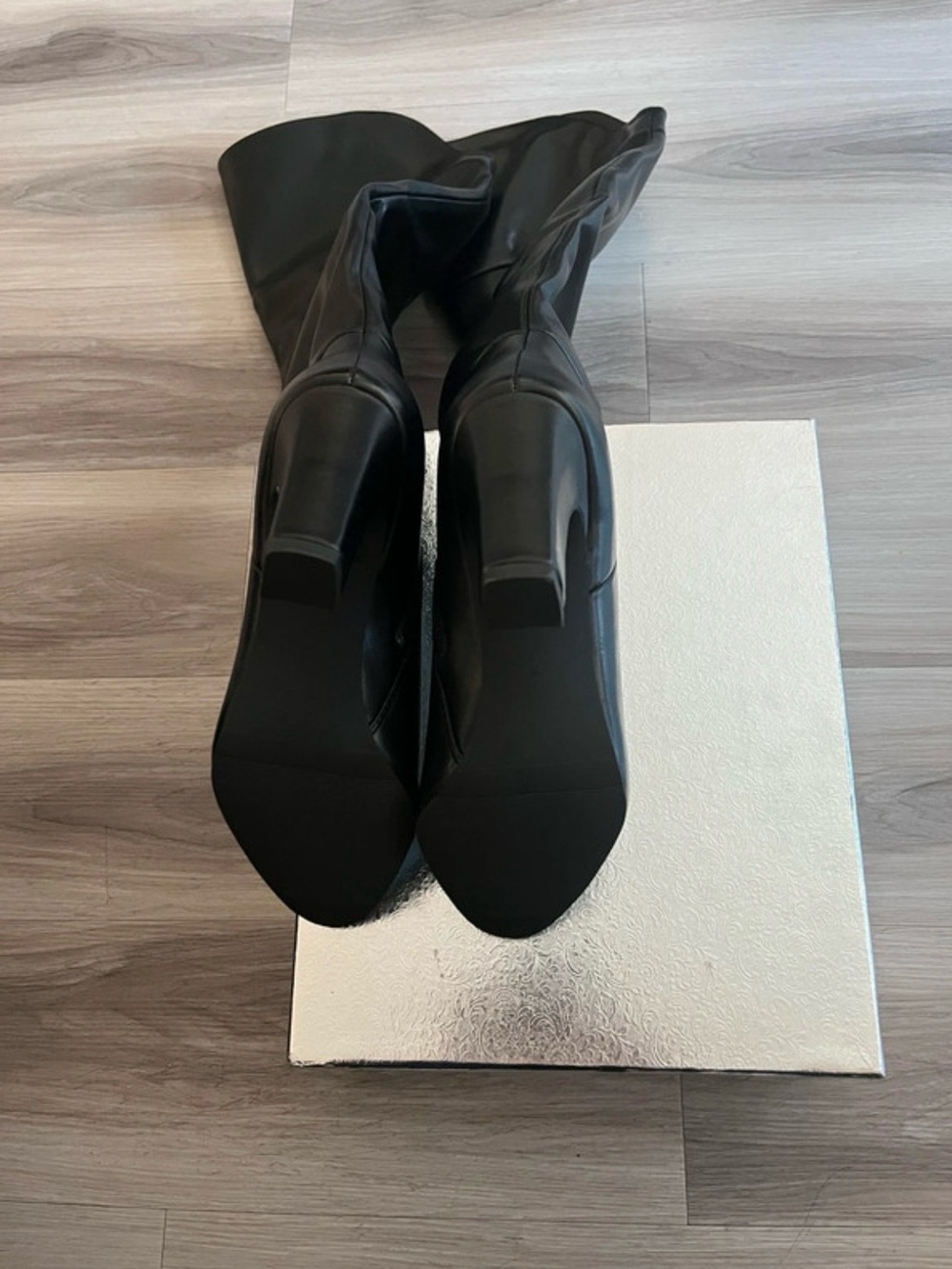 Black Knee-High Block Heel Boots - Women